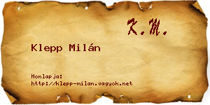 Klepp Milán névjegykártya